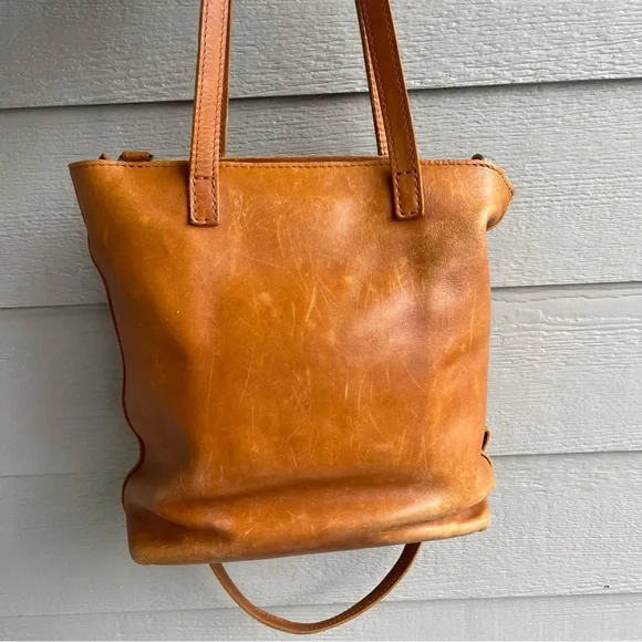 Portland Leather Goods Medium Crossbody Tote Purse Bag Chestnut Brown - Picture 5 of 16